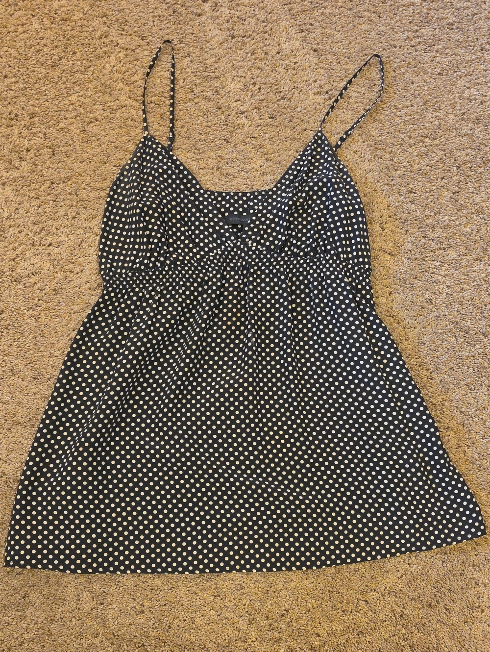 Express Black and Cream Polka Dot Spaghetti Strap Camisole Top